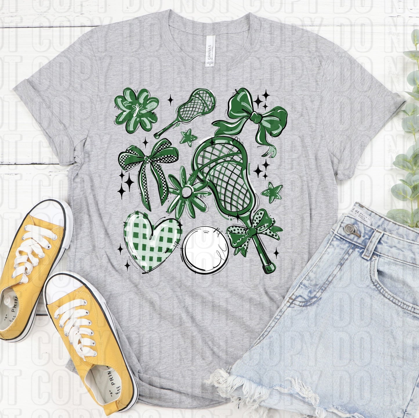 Lacrosse Collage Green DTF Transfer