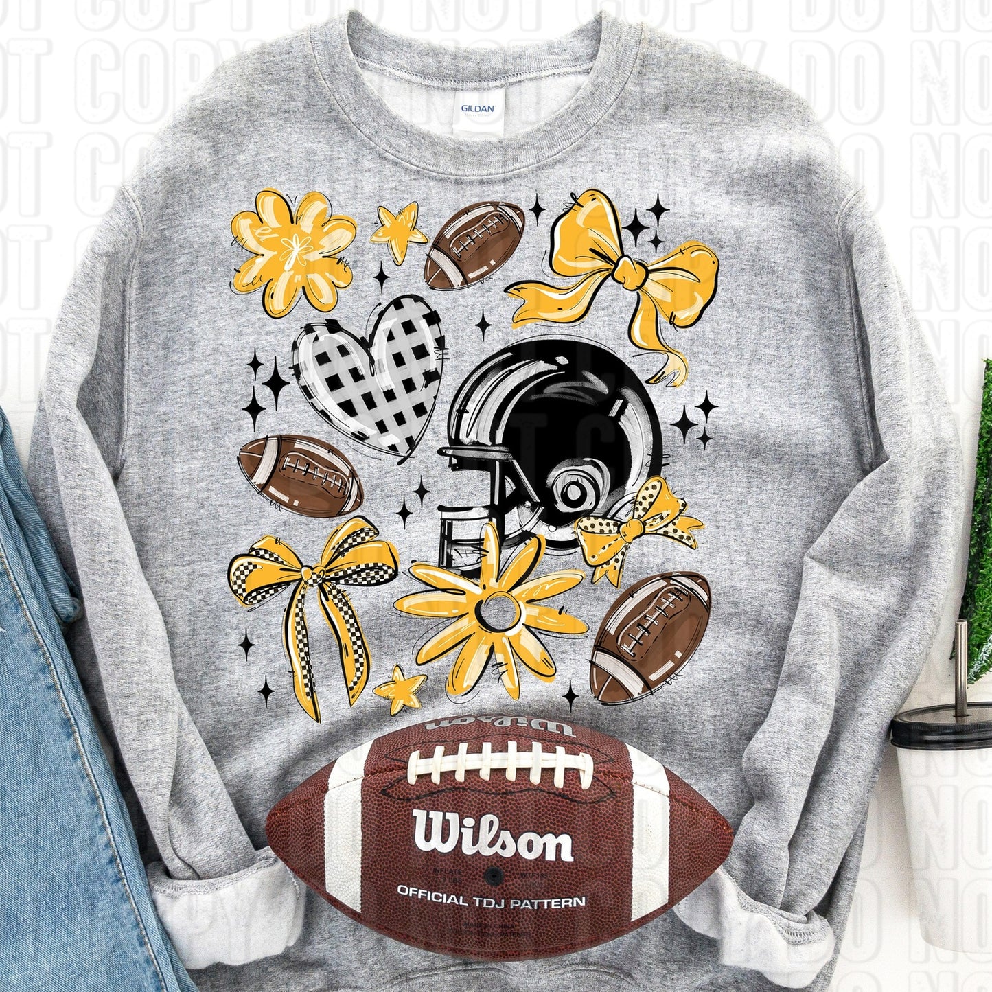 Football Collage Yellow Gold DTF Transfer