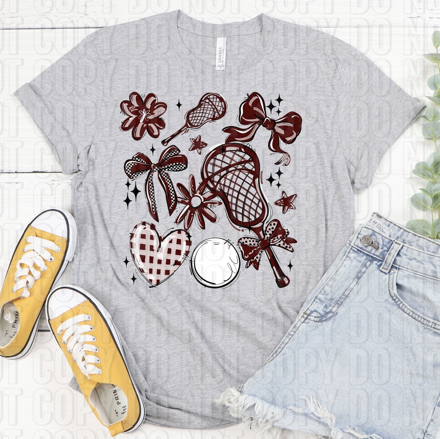 Lacrosse Collage Maroon DTF Transfer