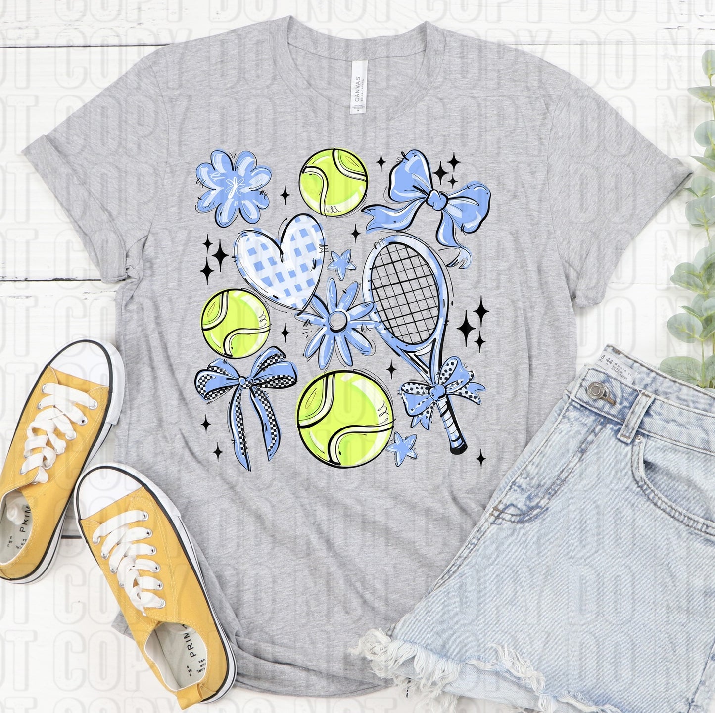 Tennis Collage Columbia Blue DTF Transfer