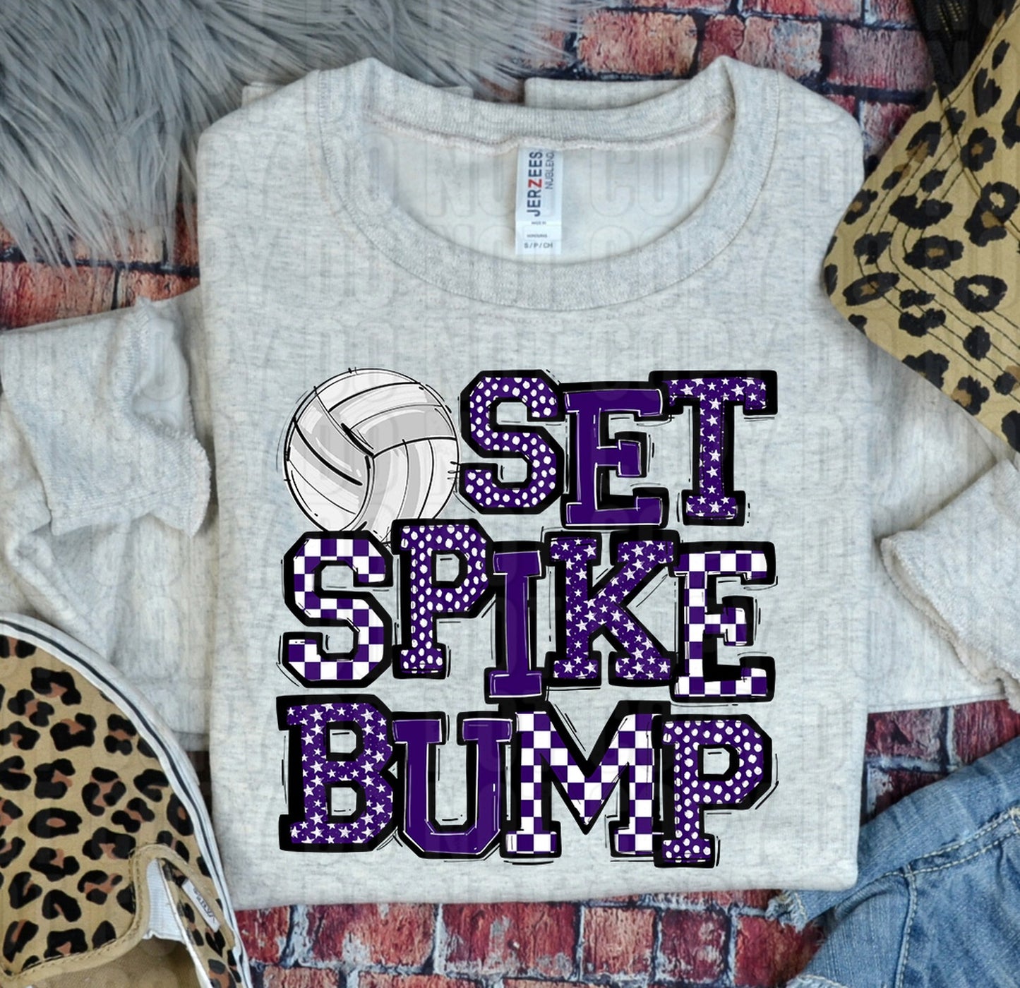 Set Spike Bump Volleyball Purple DTF Transfer