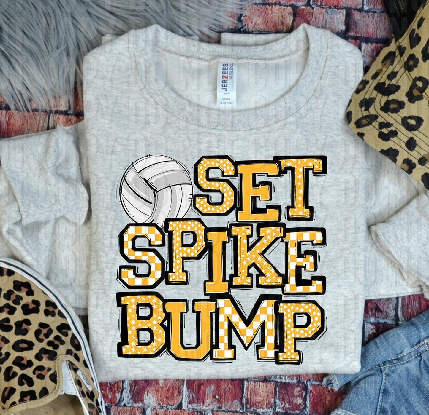 Set Spike Bump Volleyball Yellow Gold DTF Transfer