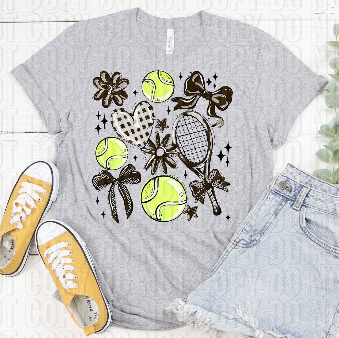 Tennis Collage Brown DTF Transfer