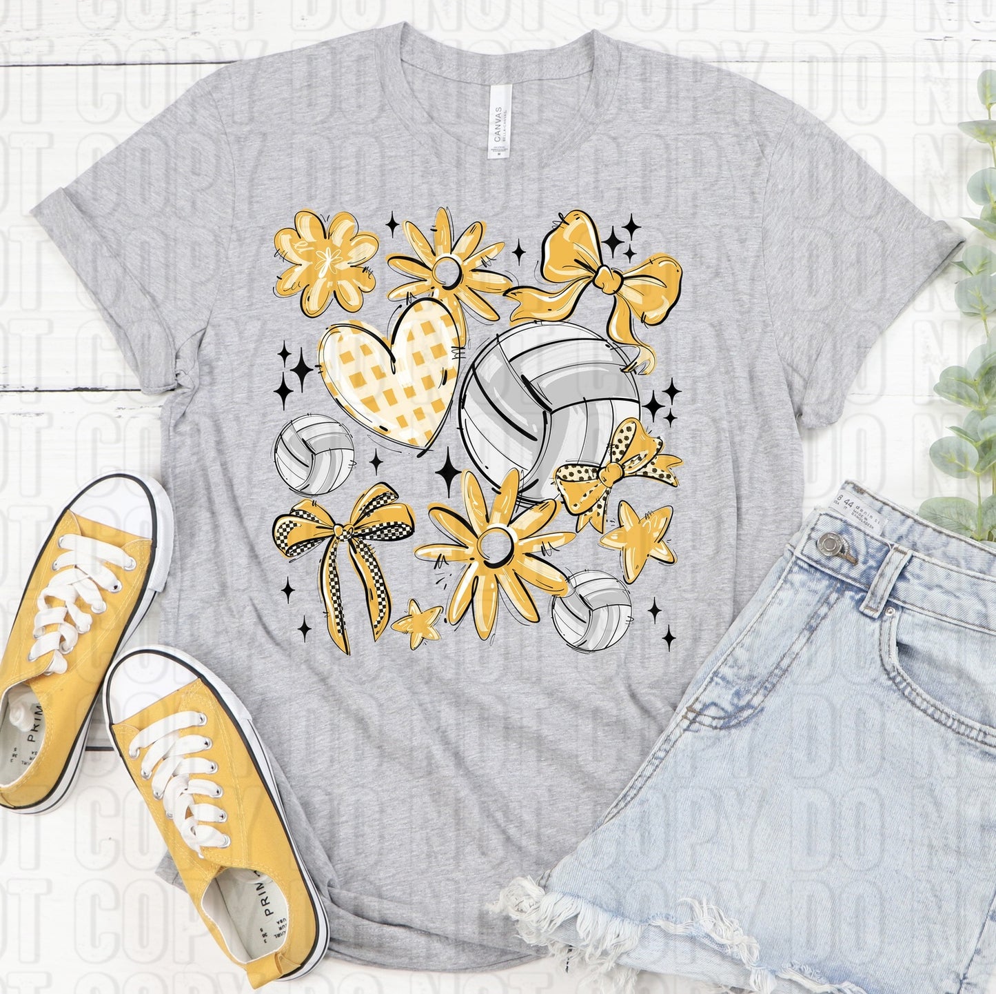 Volleyball Collage Yellow Gold DTF Transfer