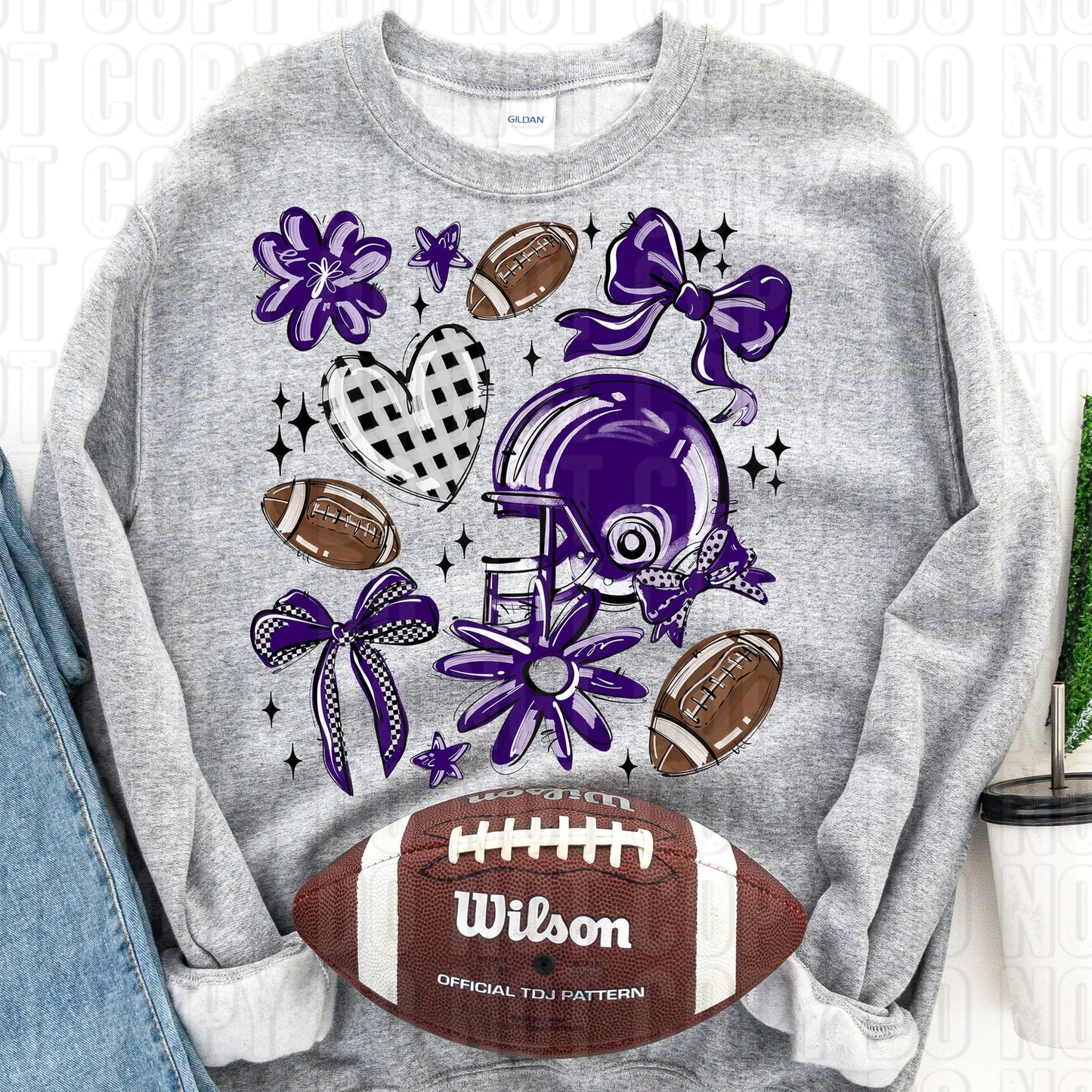 Football Collage Purple DTF Transfer