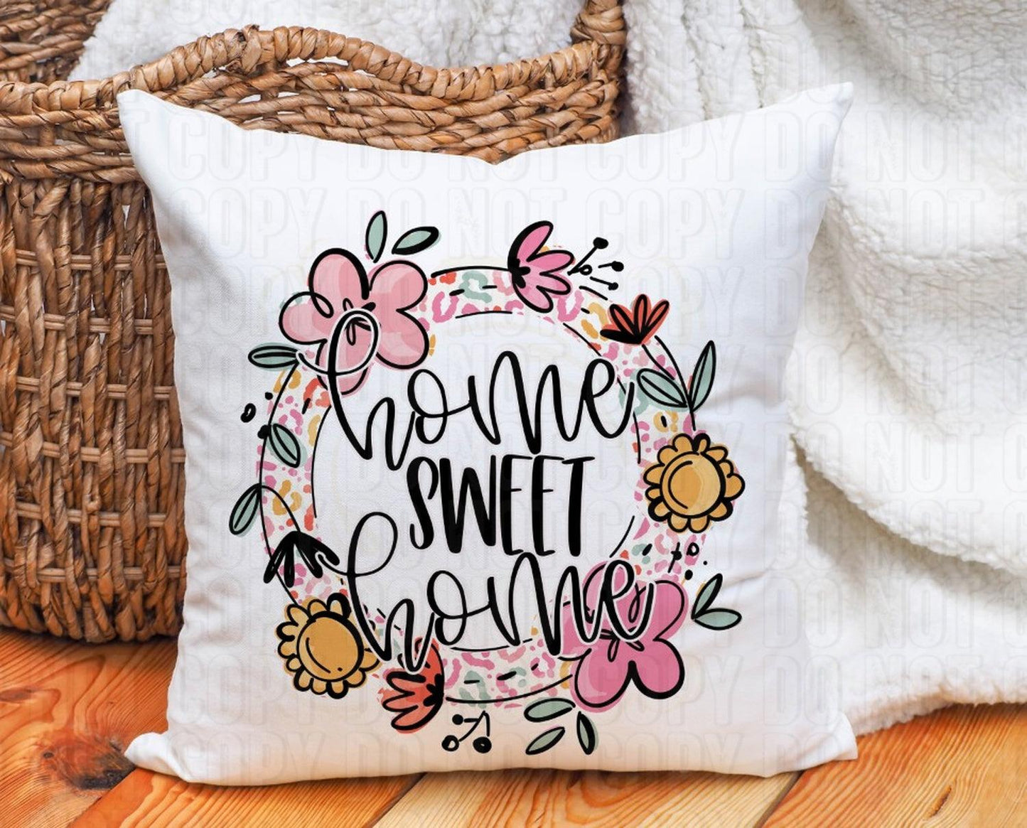 Home Sweet Home Leopard Floral DTF Transfer
