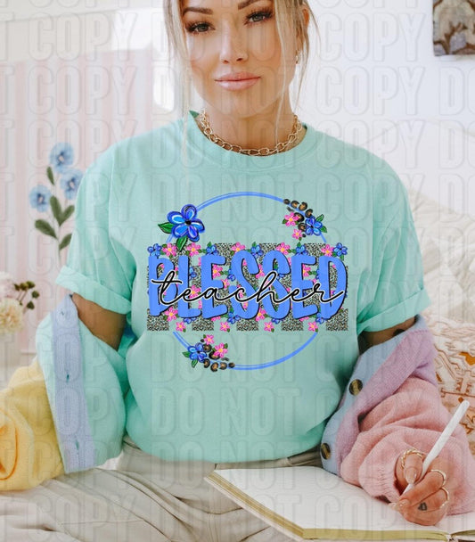 Blessed Teacher Leopard DTF Transfer