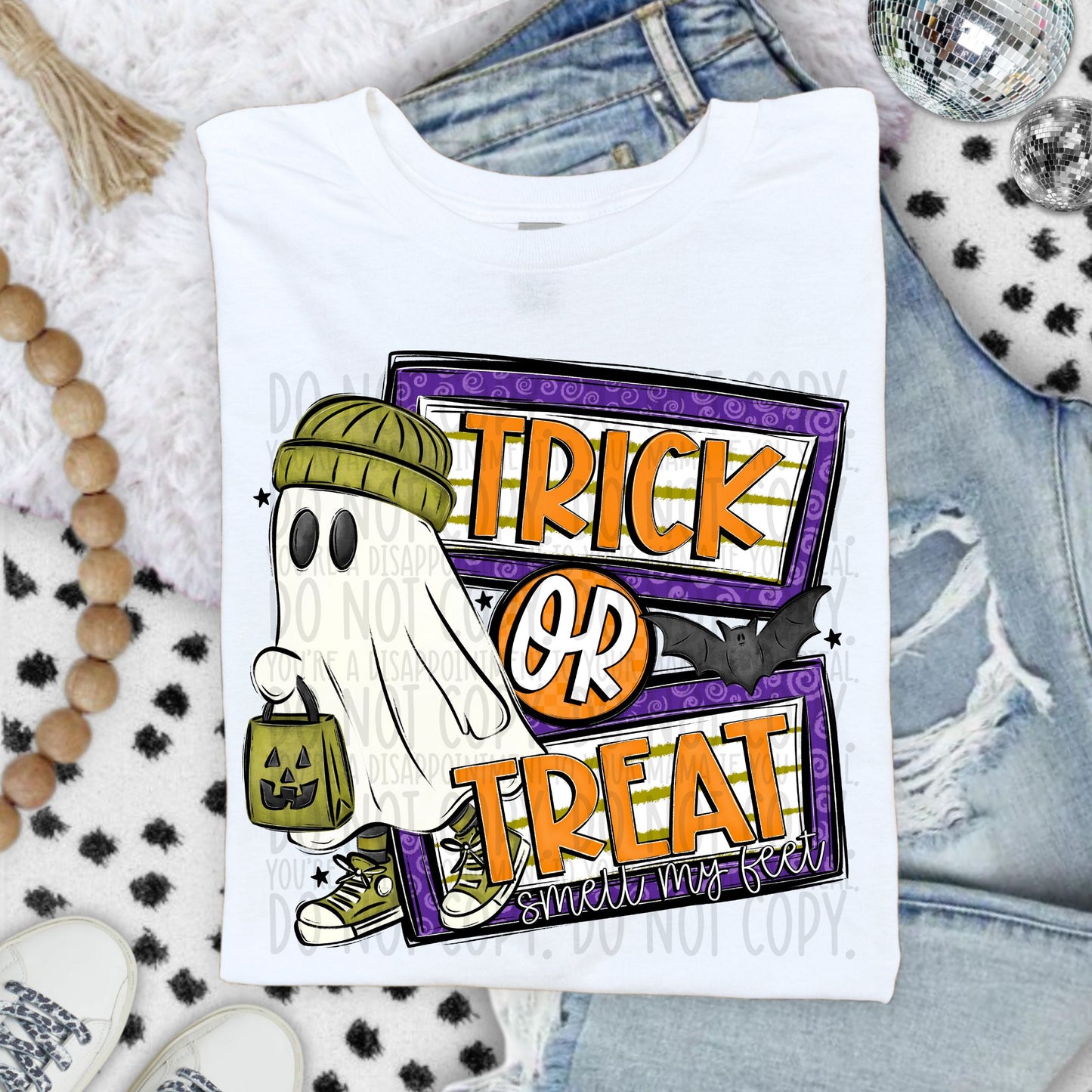 Trick Or Treat Ghost Green DTF Transfer