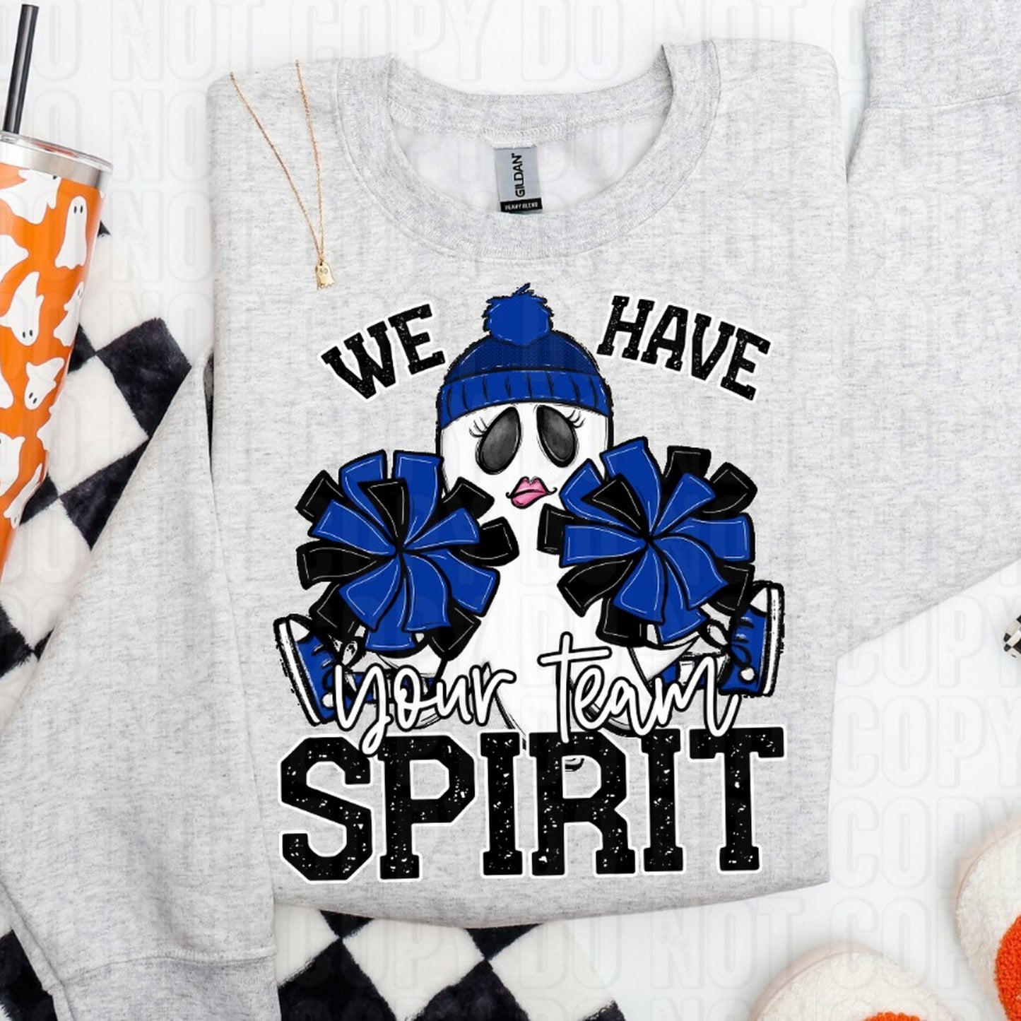 Ghost Cheerleader- We Have Spirit Custom Team Name/Personalized DTF Transfer