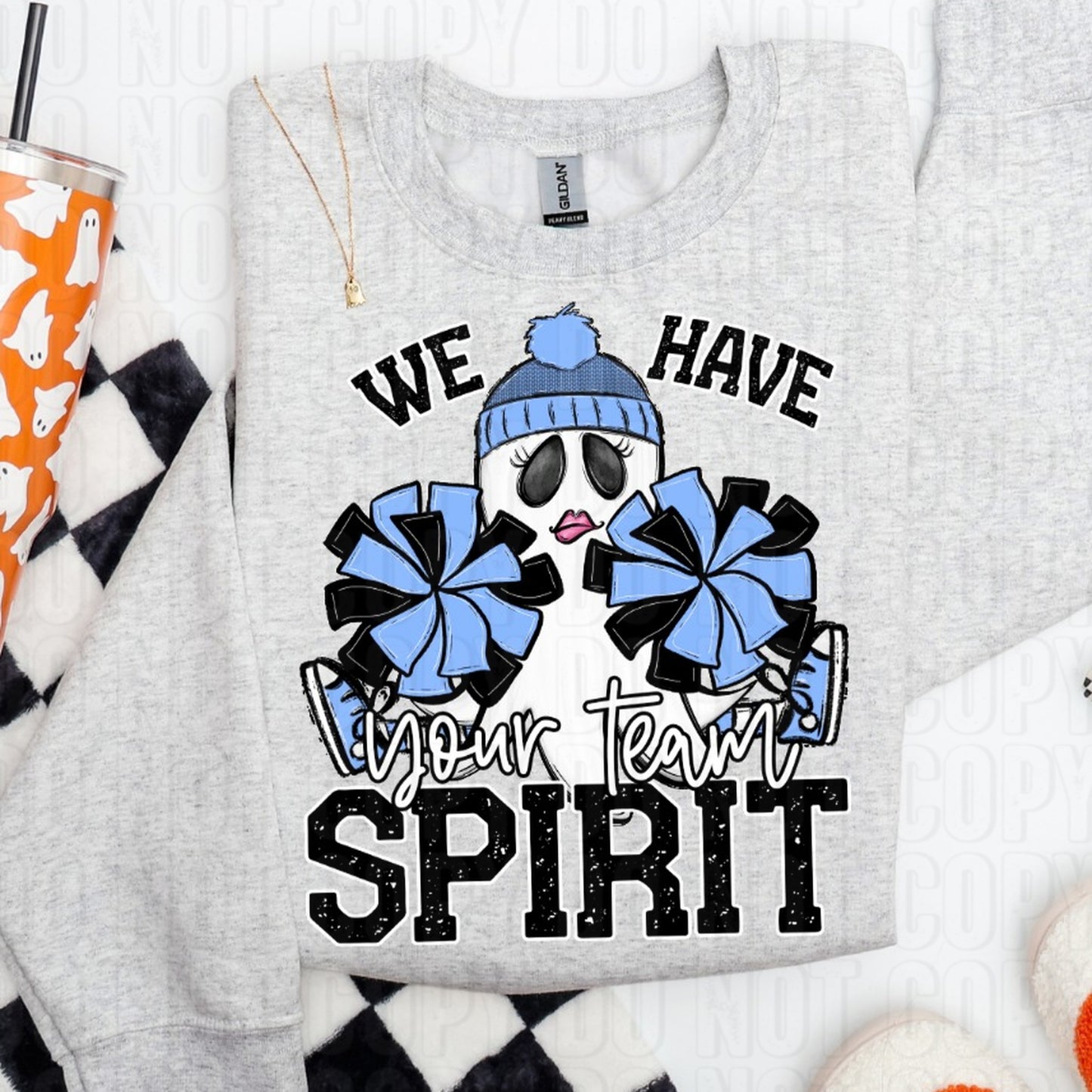 Ghost Cheerleader- We Have Spirit Custom Team Name/Personalized DTF Transfer