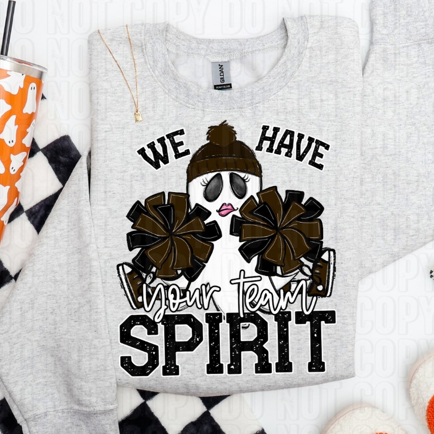 Ghost Cheerleader- We Have Spirit Custom Team Name/Personalized DTF Transfer
