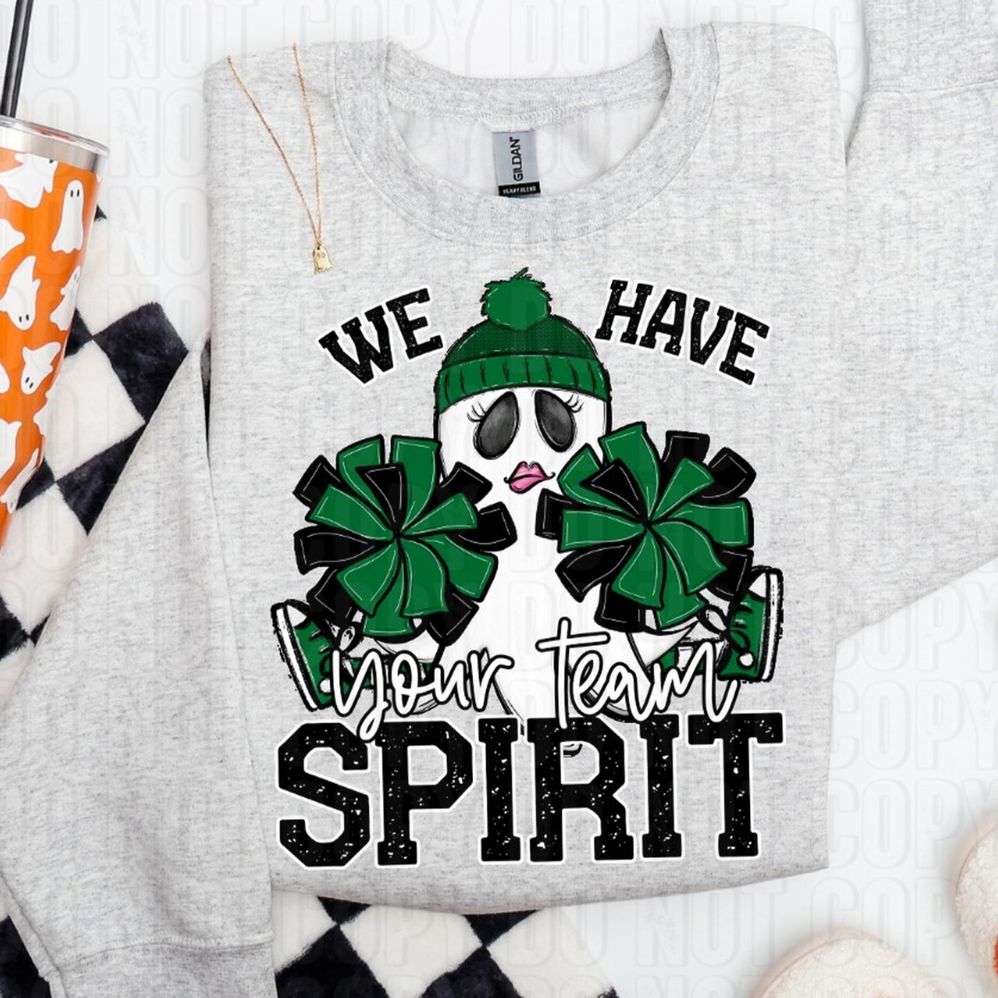 Ghost Cheerleader- We Have Spirit Custom Team Name/Personalized DTF Transfer
