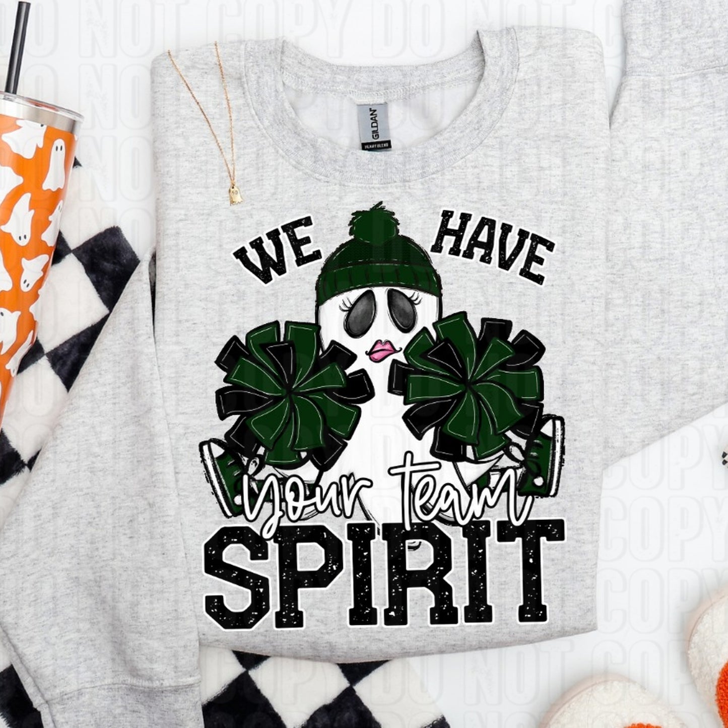 Ghost Cheerleader- We Have Spirit Custom Team Name/Personalized DTF Transfer