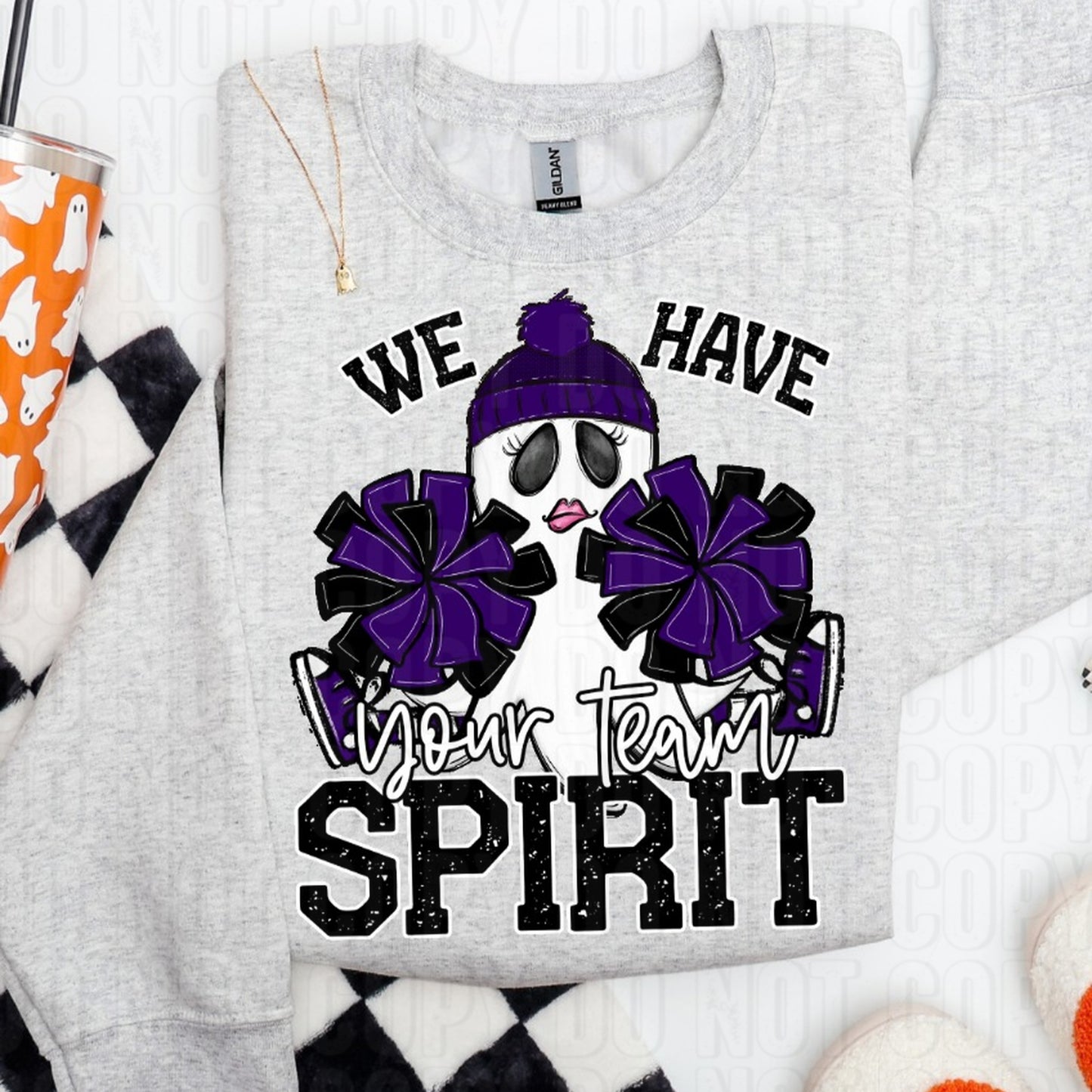 Ghost Cheerleader- We Have Spirit Custom Team Name/Personalized DTF Transfer