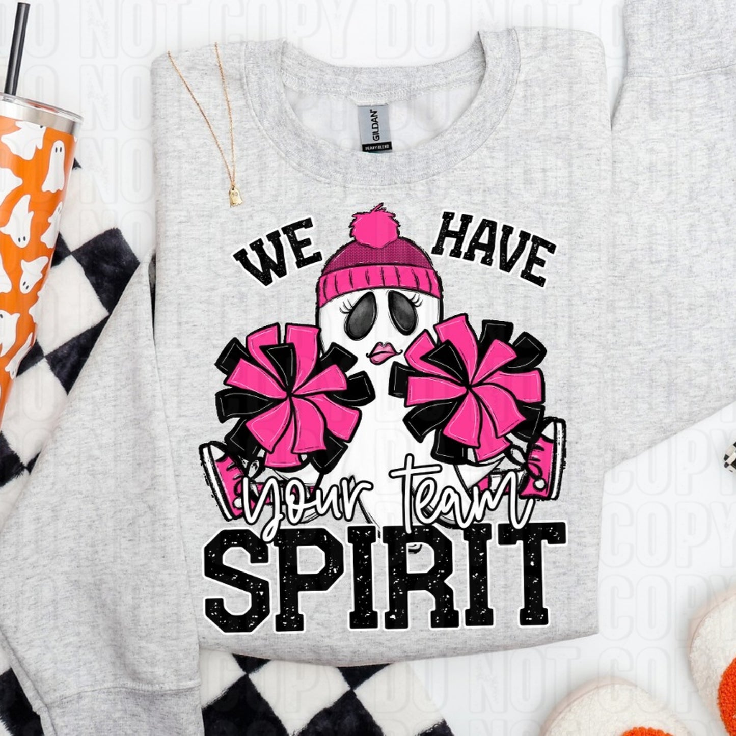 Ghost Cheerleader- We Have Spirit Custom Team Name/Personalized DTF Transfer