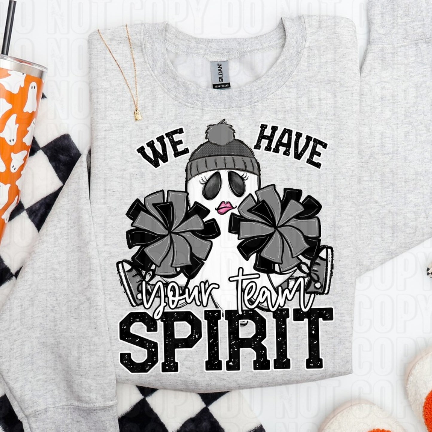 Ghost Cheerleader- We Have Spirit Custom Team Name/Personalized DTF Transfer