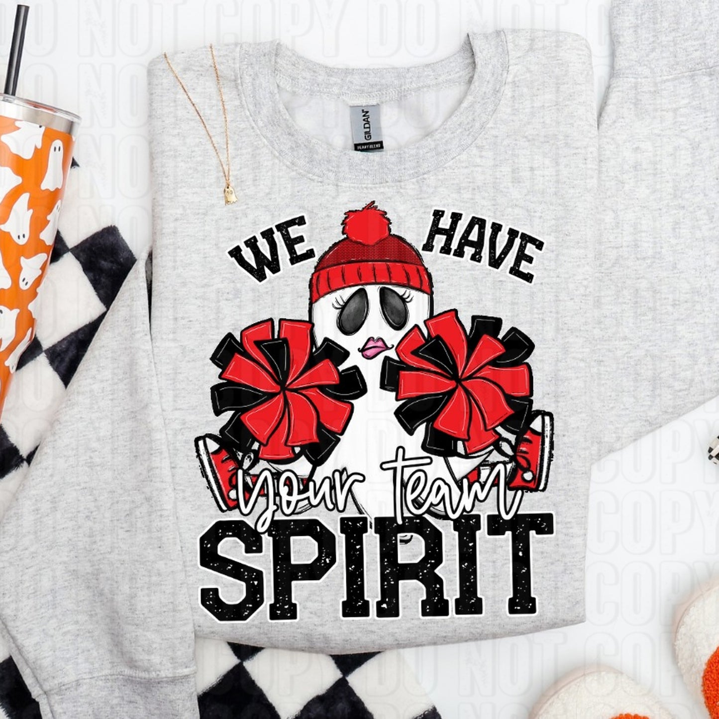 Ghost Cheerleader- We Have Spirit Custom Team Name/Personalized DTF Transfer