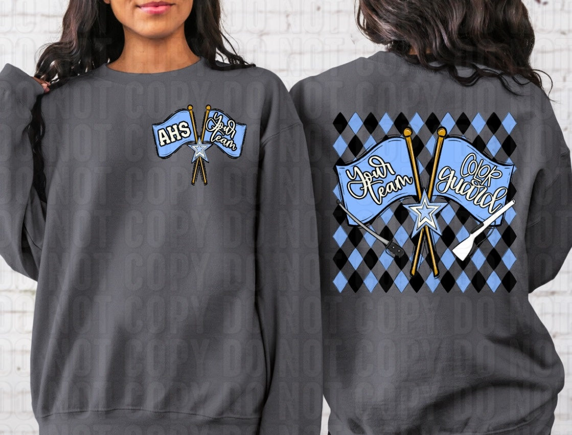 Color Guard Argyle + Pocket Custom Team Name DTF Transfer