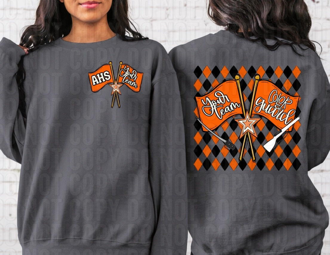 Color Guard Argyle + Pocket Custom Team Name DTF Transfer