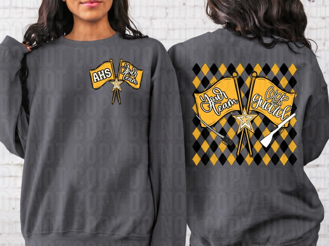 Color Guard Argyle + Pocket Custom Team Name DTF Transfer