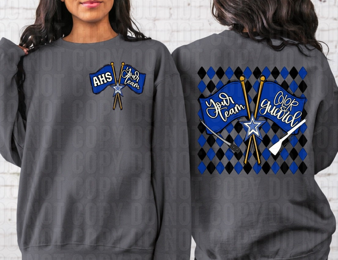 Color Guard Argyle + Pocket Custom Team Name DTF Transfer