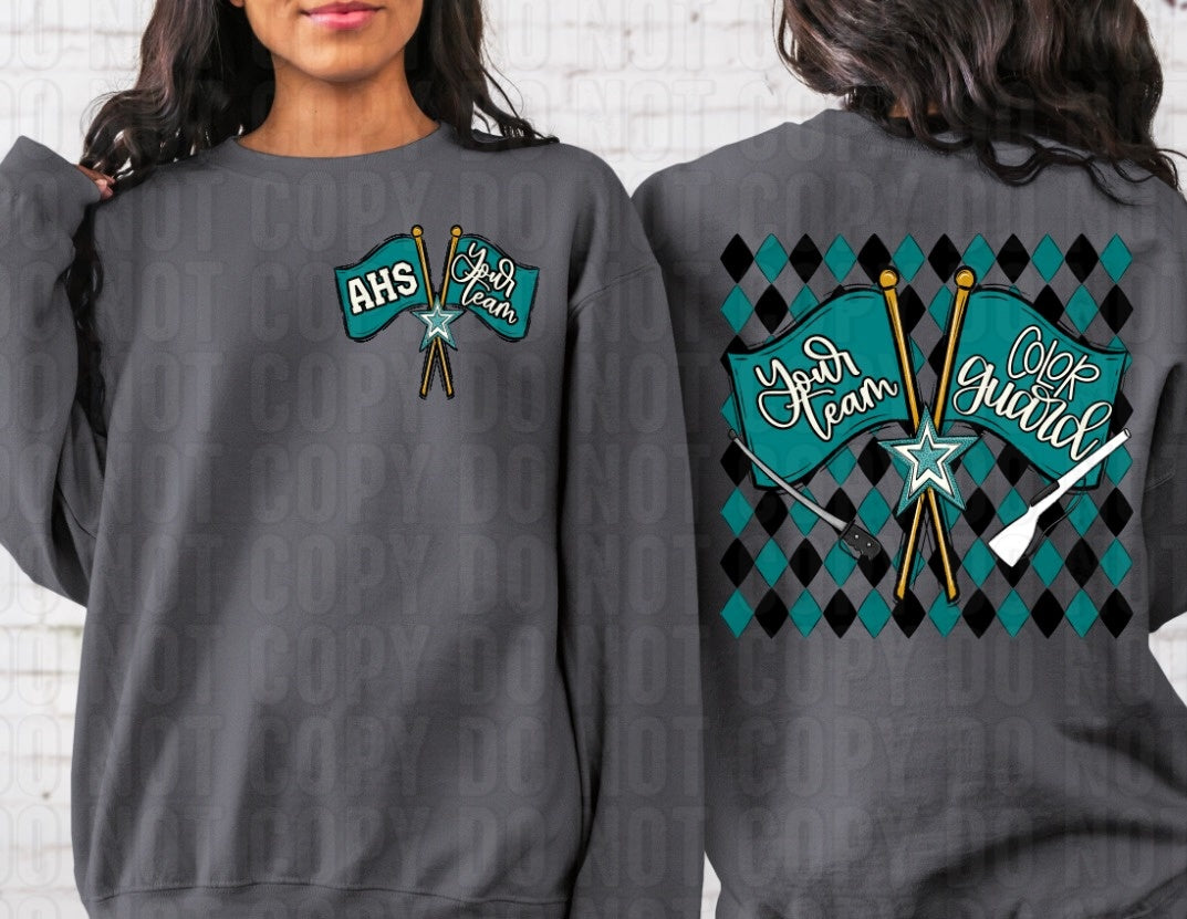 Color Guard Argyle + Pocket Custom Team Name DTF Transfer