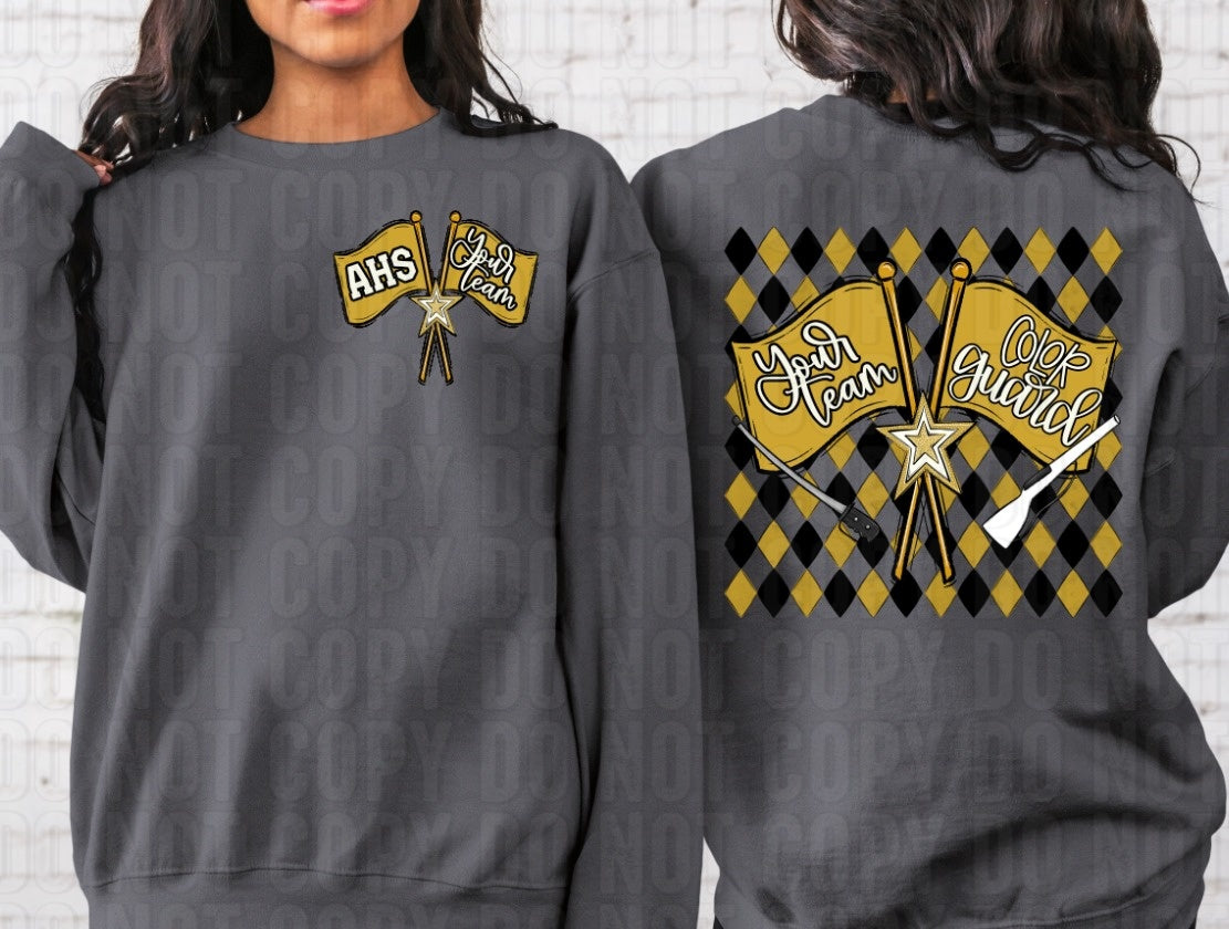 Color Guard Argyle + Pocket Custom Team Name DTF Transfer