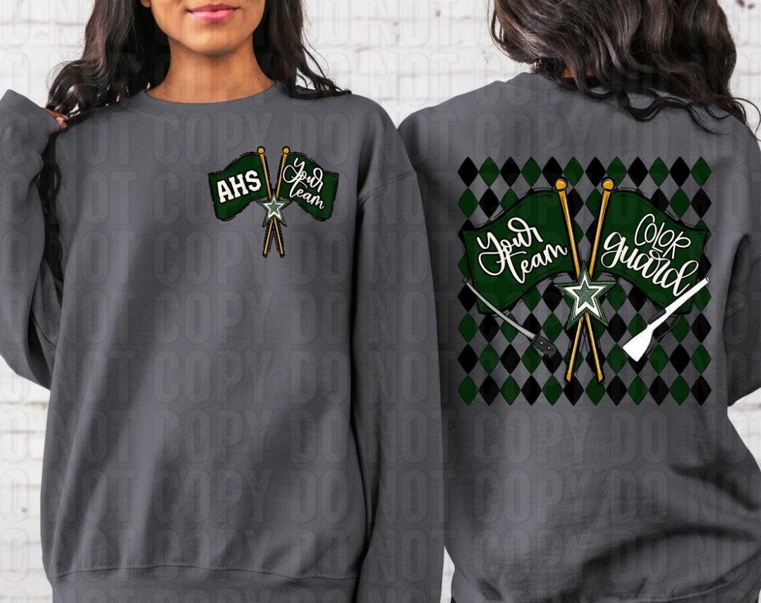 Color Guard Argyle + Pocket Custom Team Name DTF Transfer