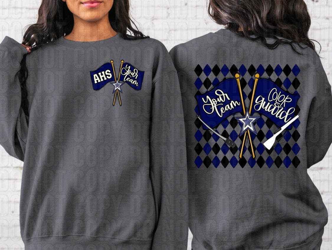 Color Guard Argyle + Pocket Custom Team Name DTF Transfer