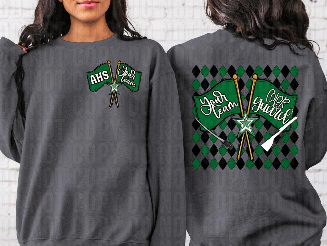 Color Guard Argyle + Pocket Custom Team Name DTF Transfer