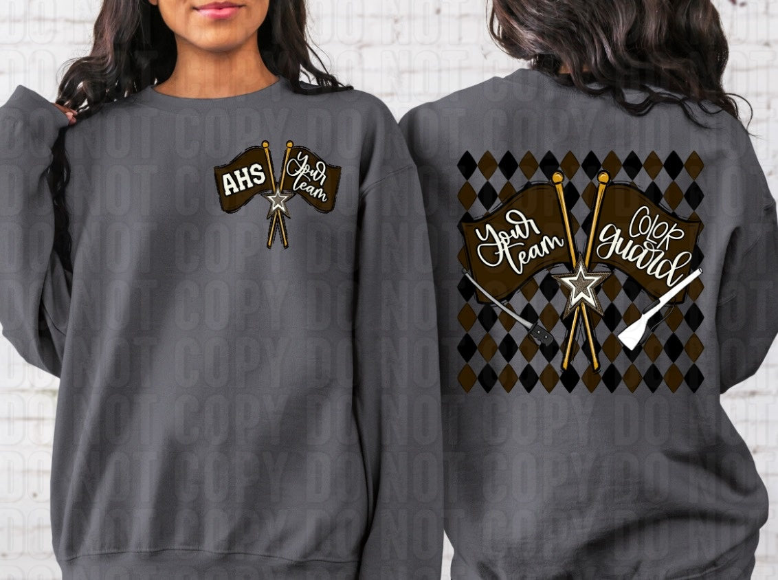 Color Guard Argyle + Pocket Custom Team Name DTF Transfer