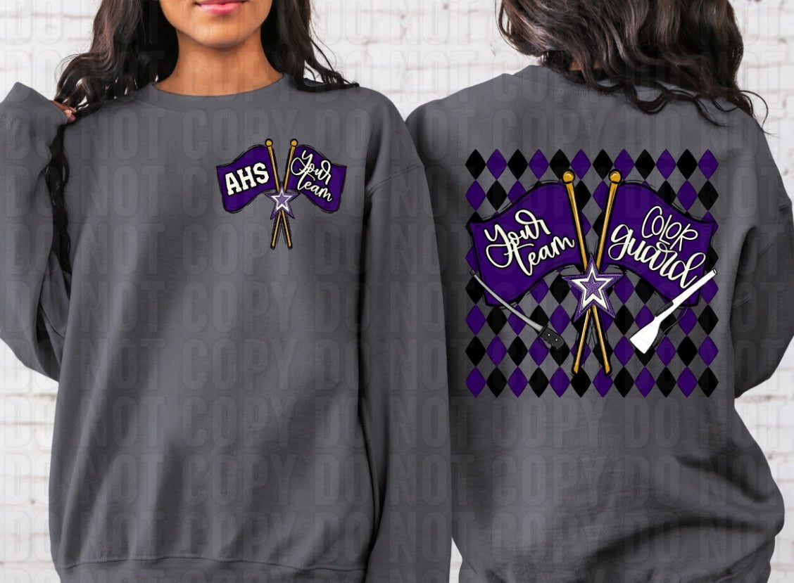 Color Guard Argyle + Pocket Custom Team Name DTF Transfer