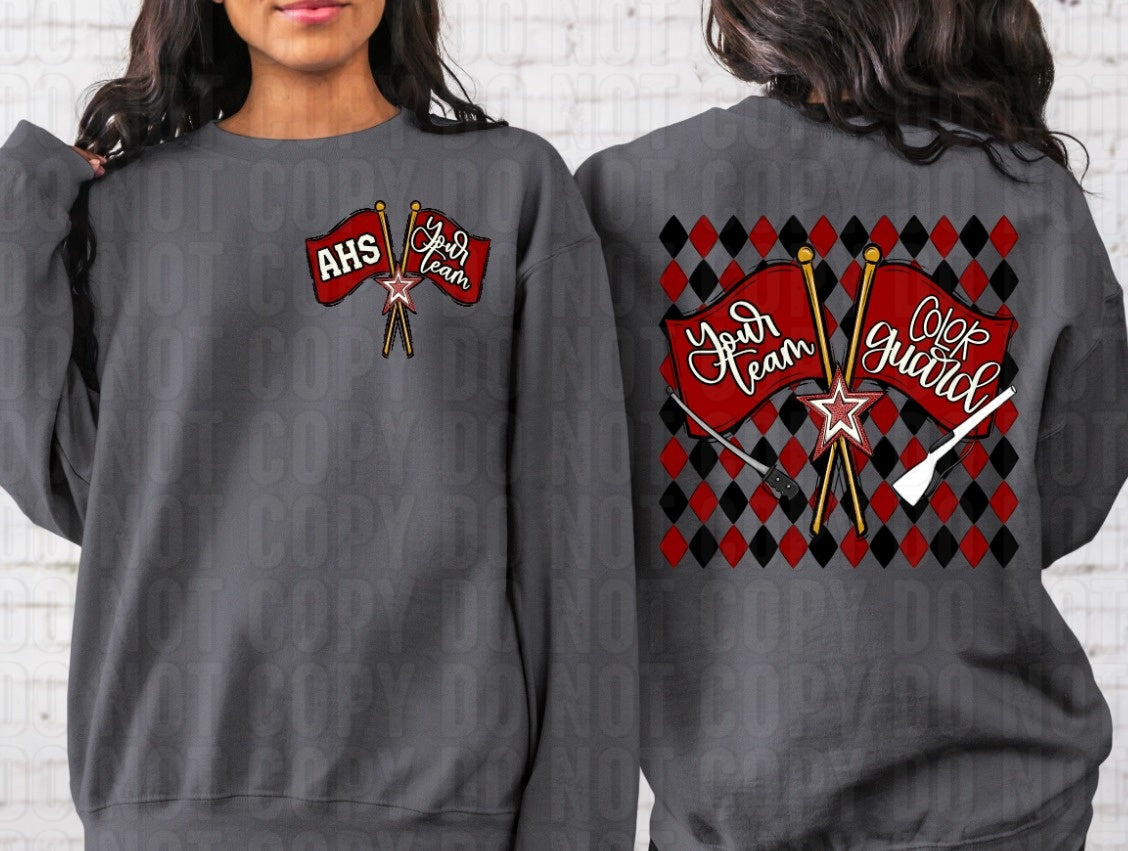 Color Guard Argyle + Pocket Custom Team Name DTF Transfer