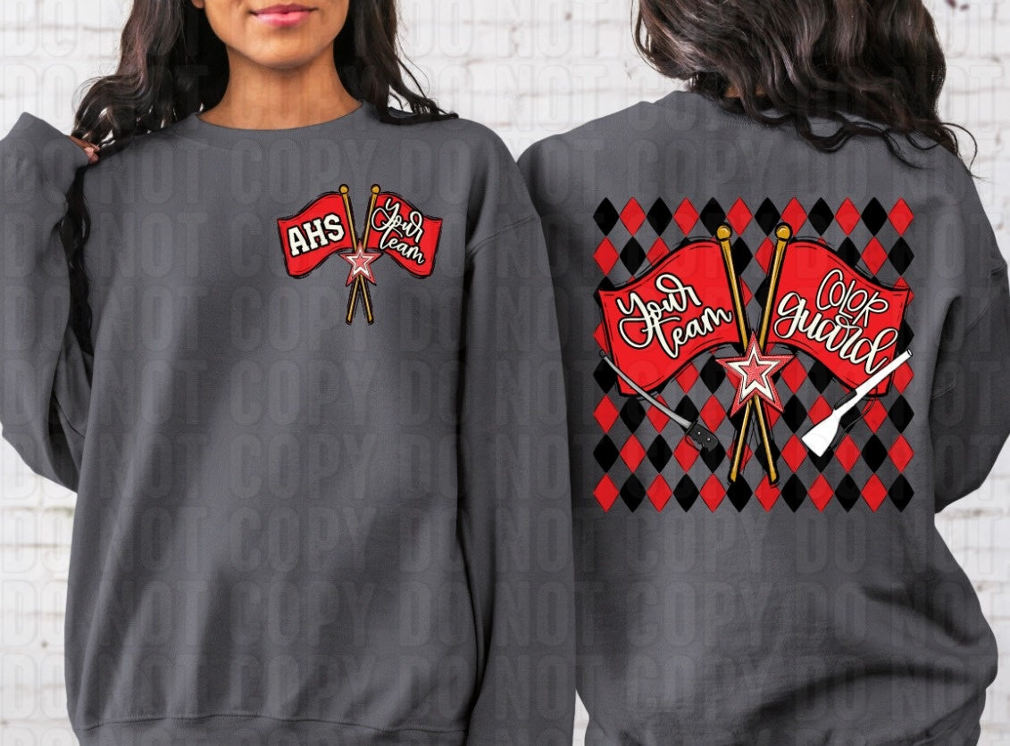 Color Guard Argyle + Pocket Custom Team Name DTF Transfer