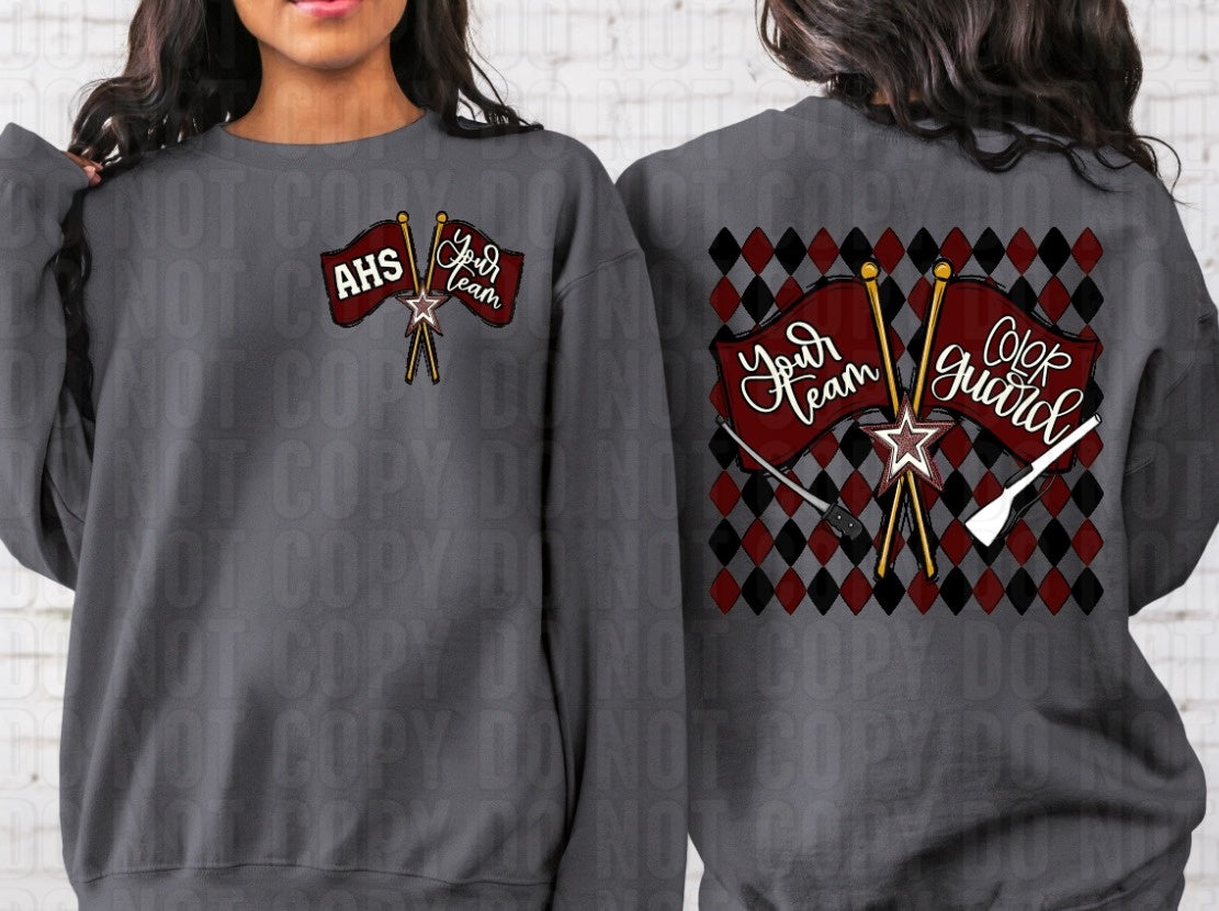 Color Guard Argyle + Pocket Custom Team Name DTF Transfer