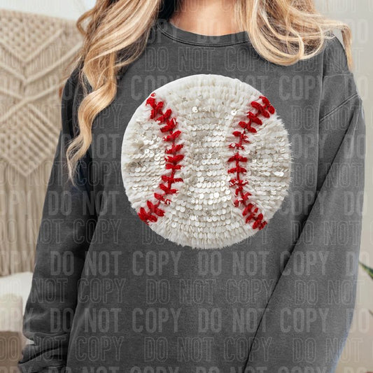 Baseball Yarn Sequin Faux DTF Transfer
