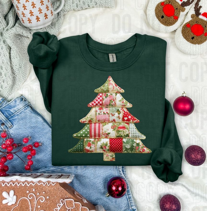 Christmas Tree Quilted Faux DTF Transfer