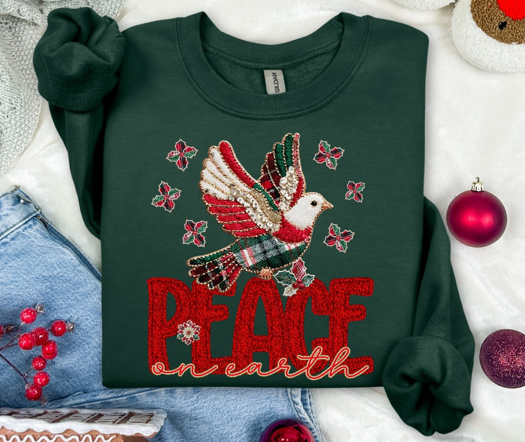 Peace On Earth Plaid DTF Transfer