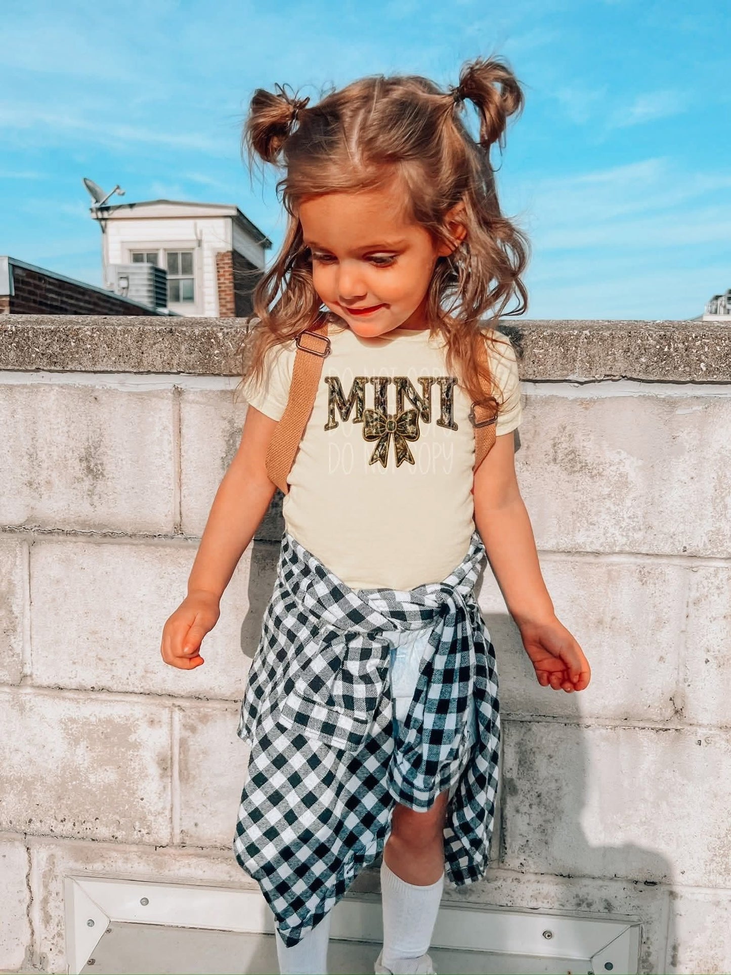 Mini Coquette Bow Camo Embroidery Faux DTF Transfer