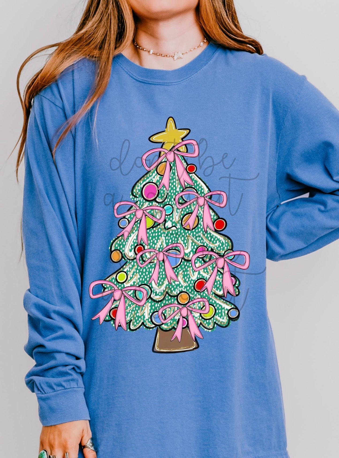 Coquette Bow Christmas Tree DTF Transfer