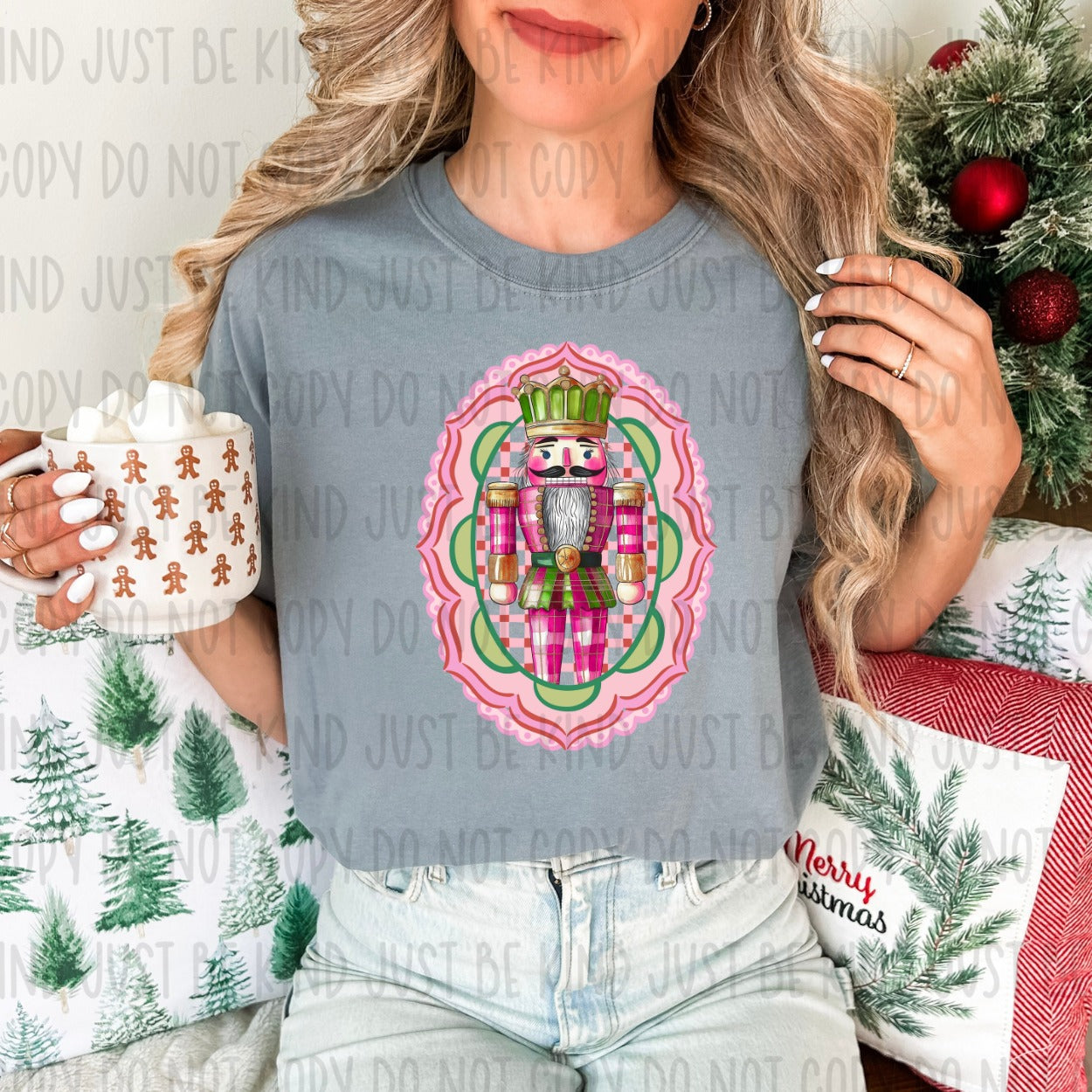 Pink Plaid Nutcracker Christmas DTF Transfer