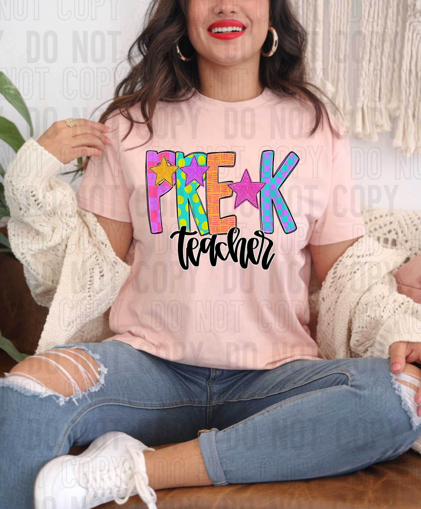 Pre-k Teacher Preppy School DTF Transfer