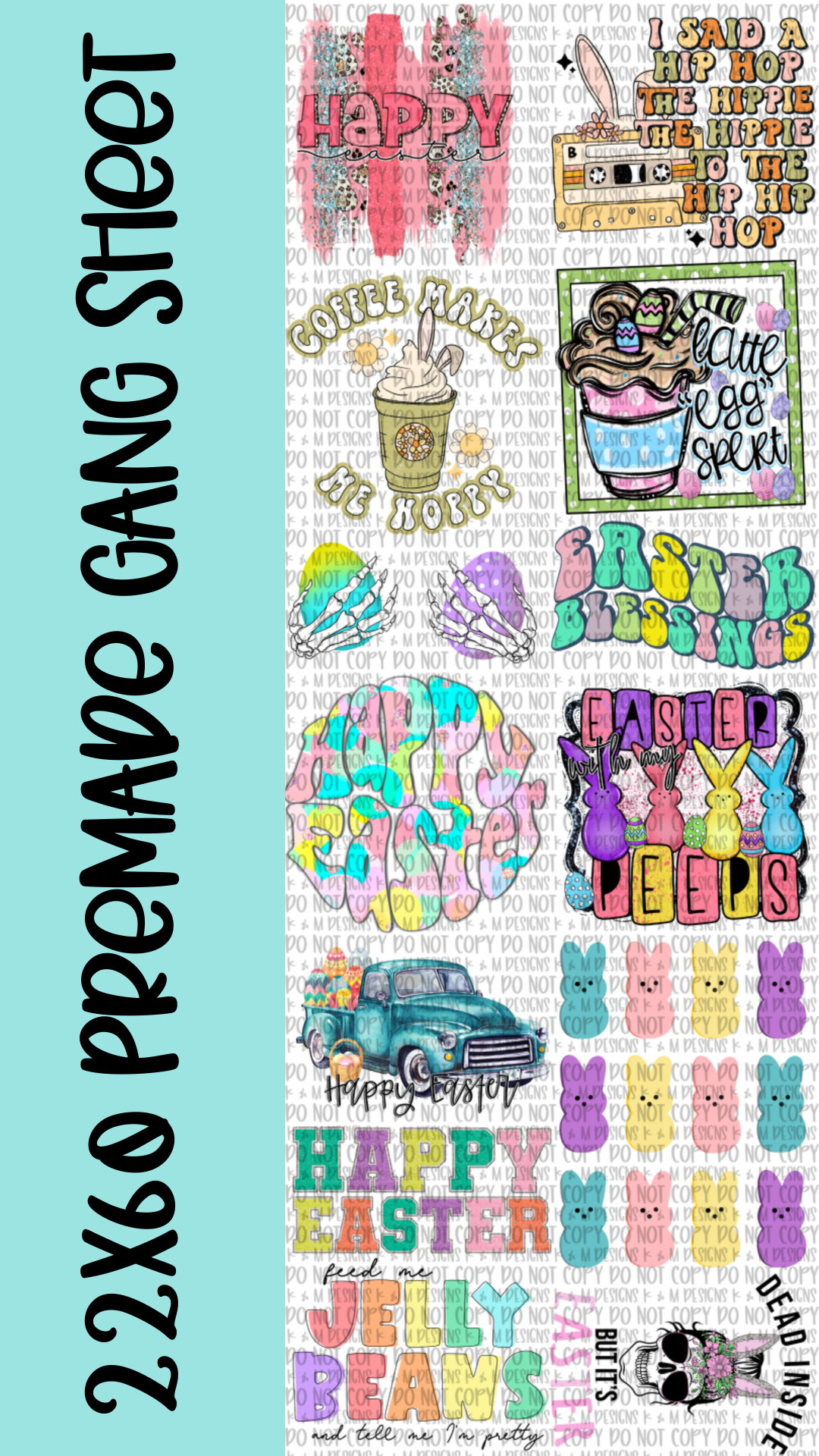 22x60 Premade Easter Gang Sheet DTF Transfer