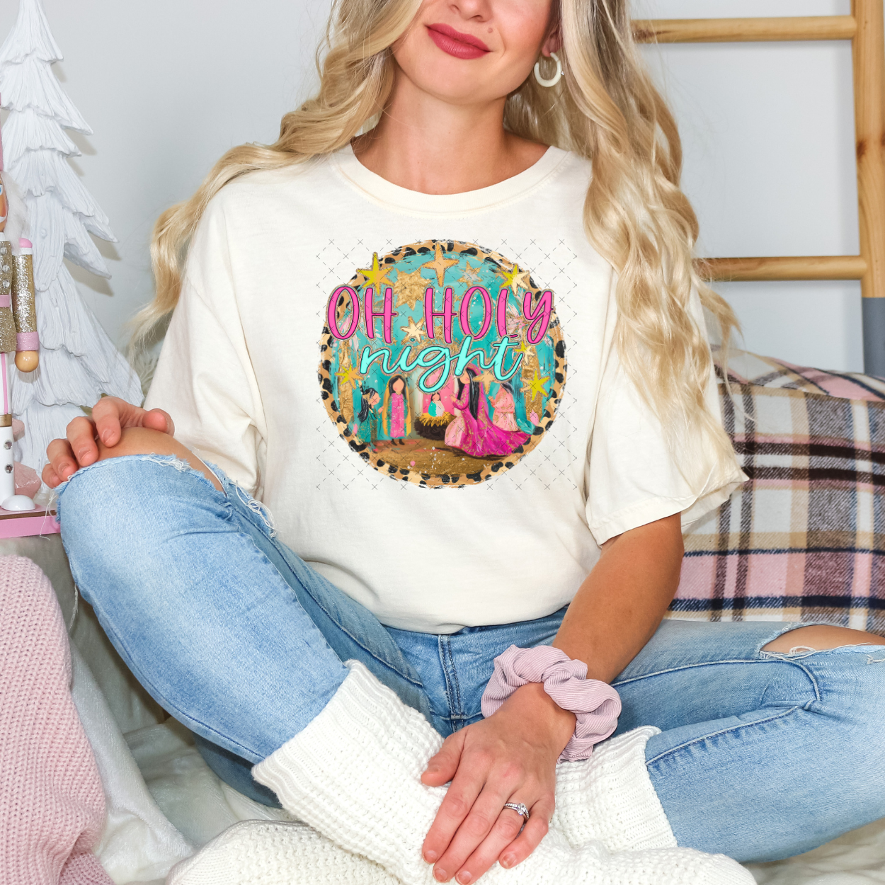 Oh Holy Night Leopard DTF Transfer