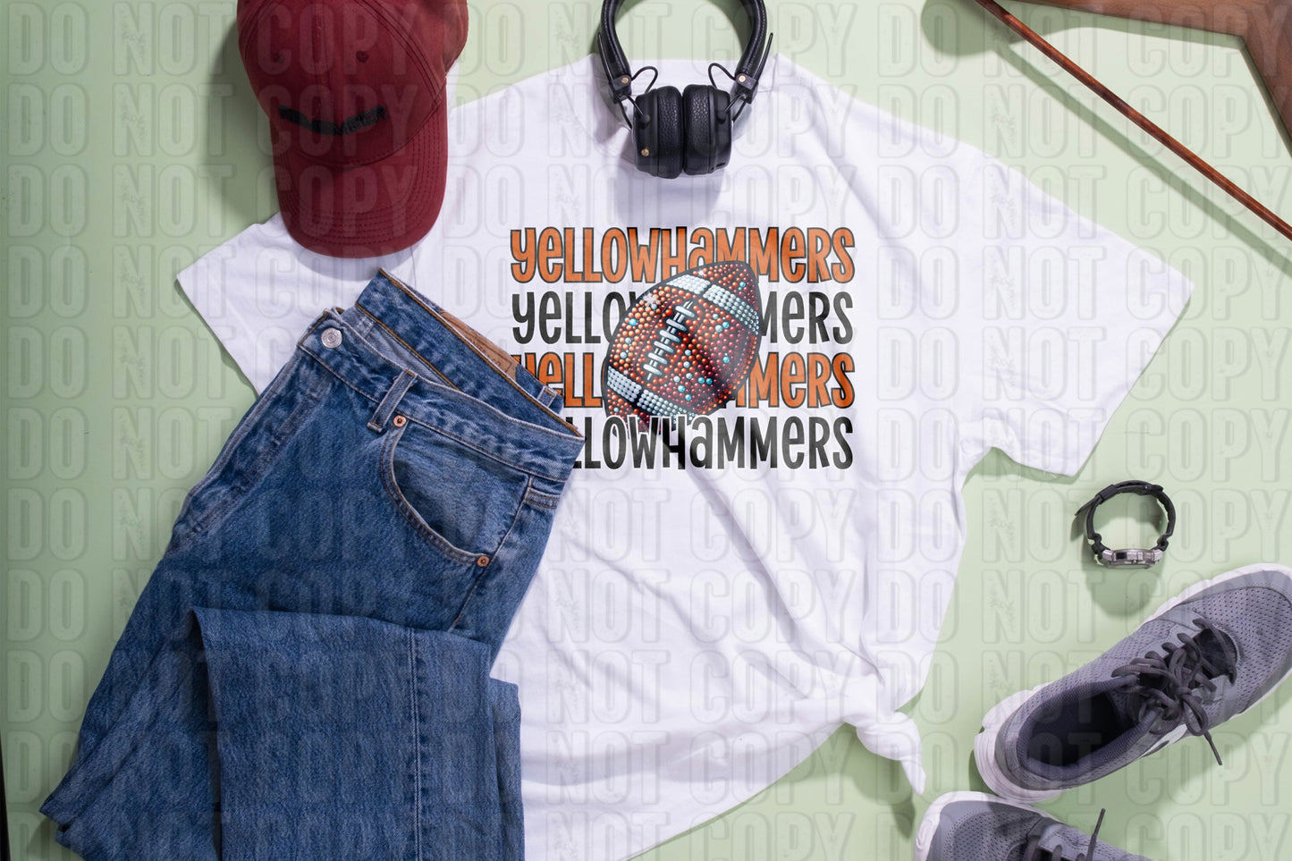 Yellow Hammers Football Black Orange DTF Transfer