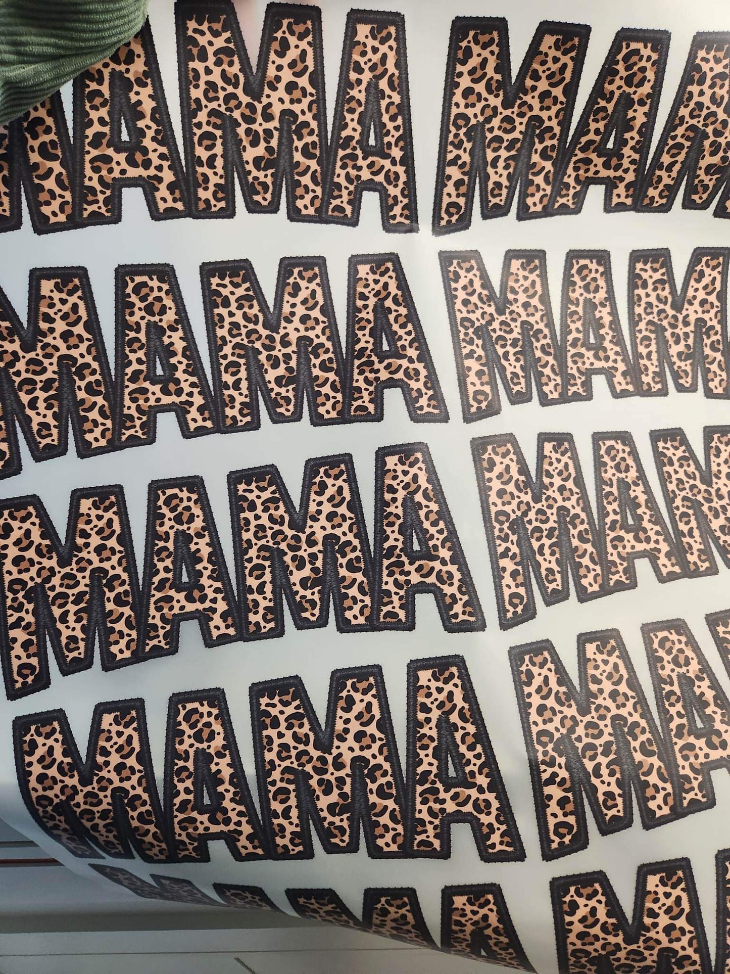 Dark Leopard Mama Faux Embroidery 22x24 DTF Gang sheet RTS (10 adult transfers)