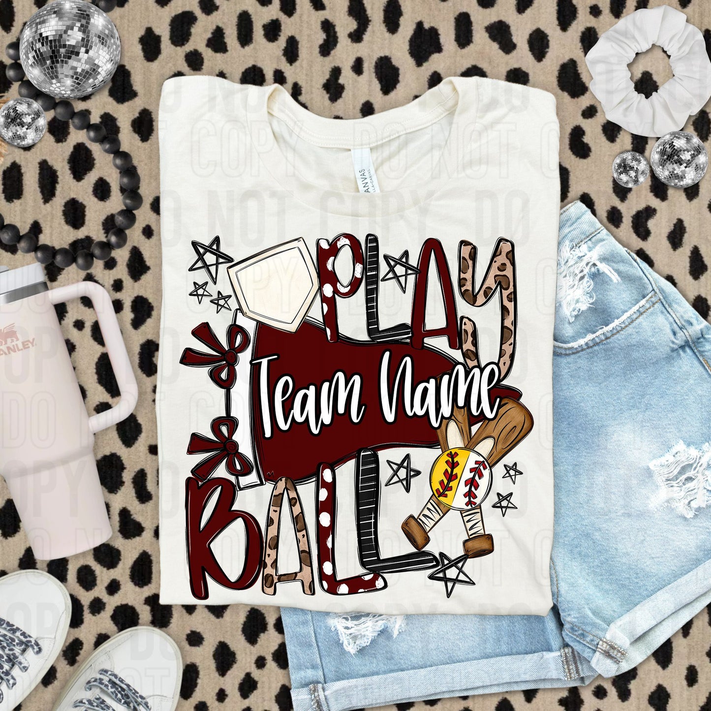Play Ball Baseball Softball Or Both Custom Team Name DTF Transfer