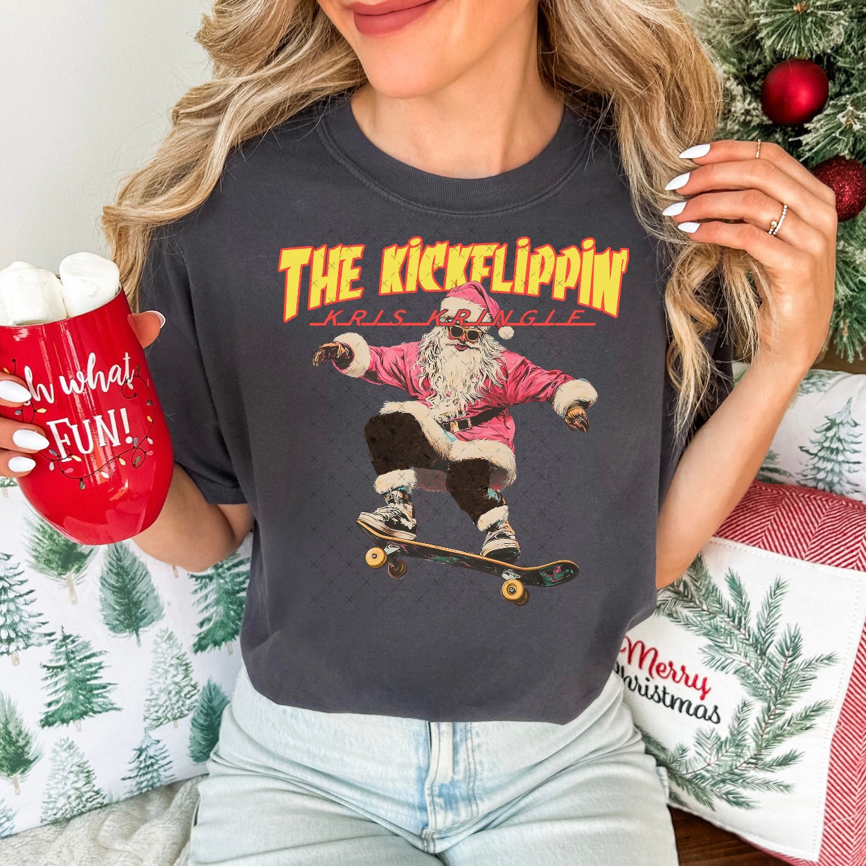 The Kick Flippin' Santa DTF Transfer