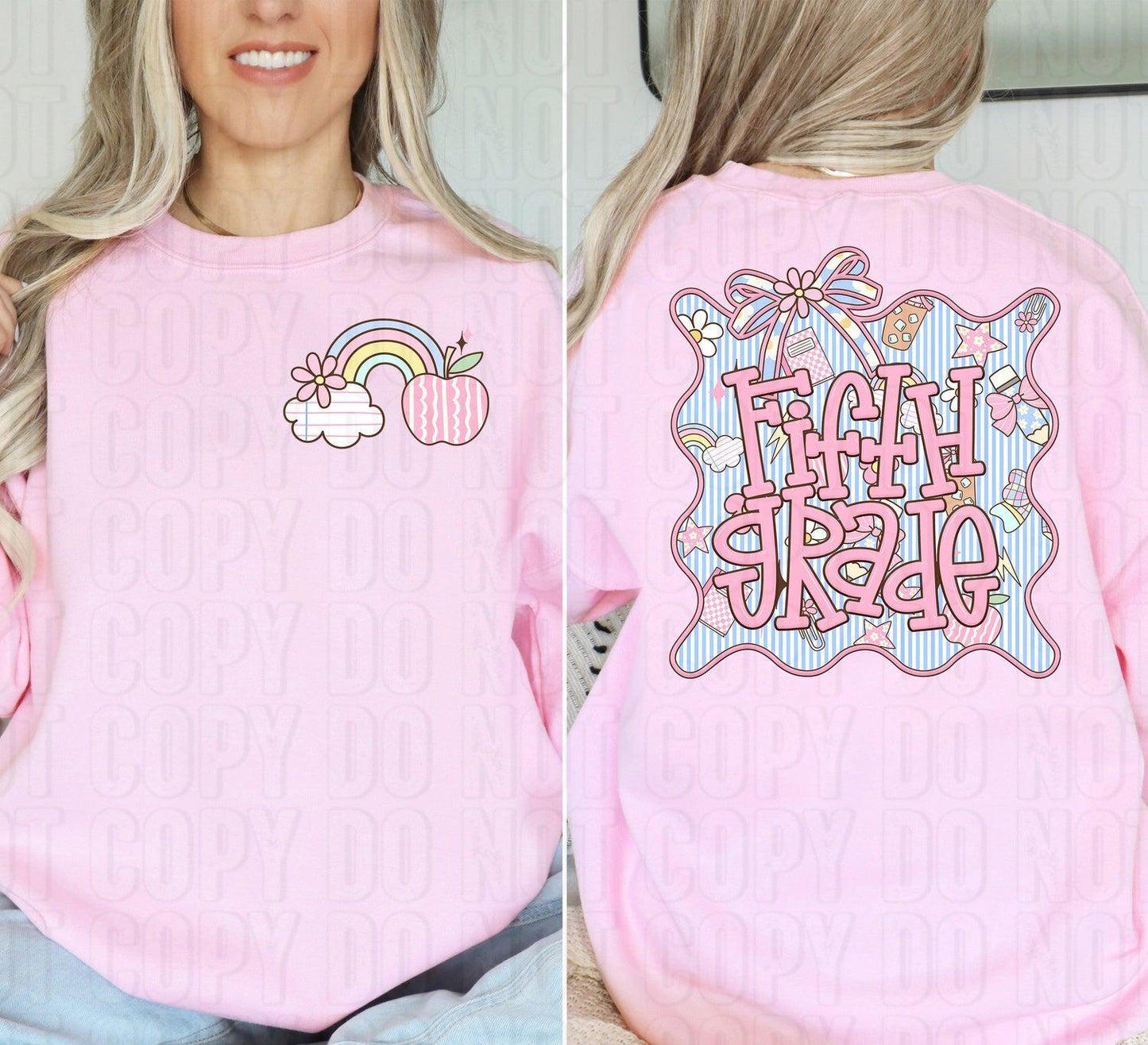 Fifth Grade Seersucker Front/Back DTF Transfer