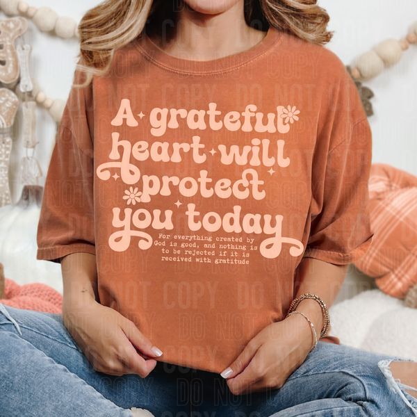A Grateful Heart Color Words DTF Transfer